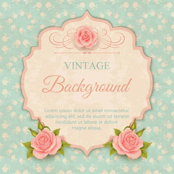 Vector vintage background with roses. — Stock Vector