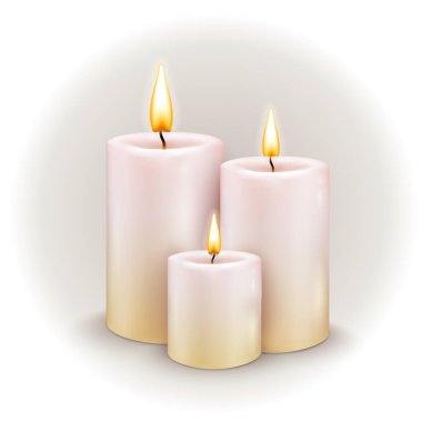 Yanan üç mum. Vektör arkaplanı