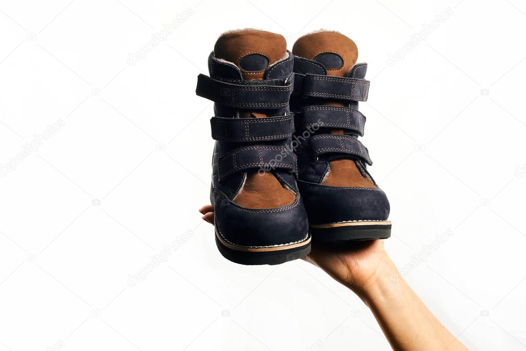 Orthopedic footwear. Winter footwear. Orthopedic baby shoes.