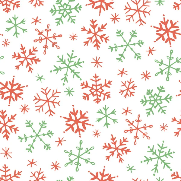 Simple drawn snowflakes seamless pattern — Stock Vector