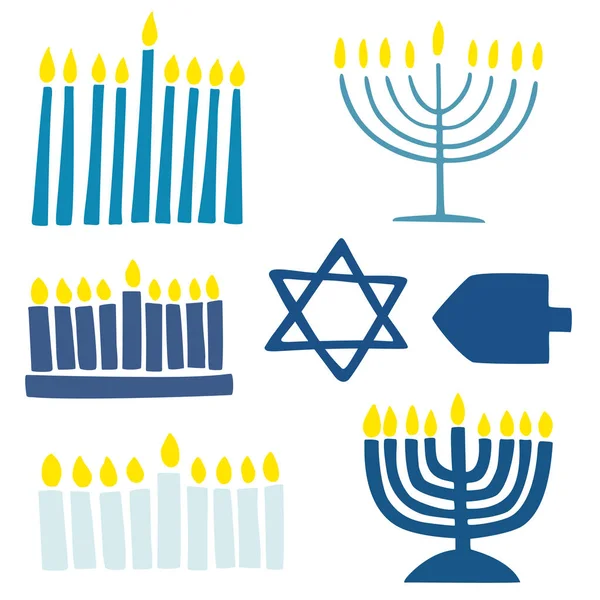 Samling av hanukkah symboler Stockvektor