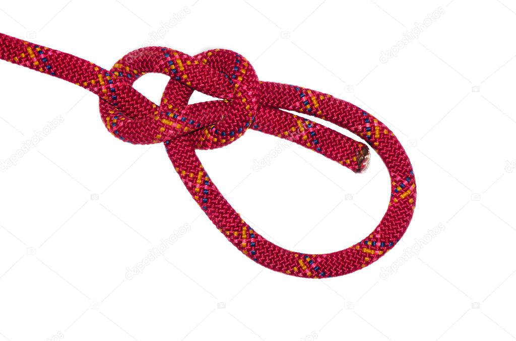 bowline knot red rope.