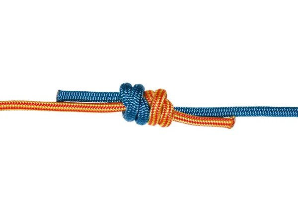 Grapevine knoop, blauw en oranje touw. — Stockfoto