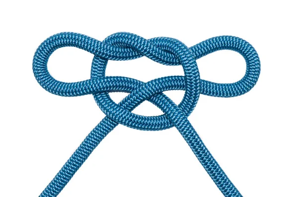 Decoratieve knoop van blauw touw. — Stockfoto