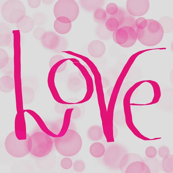 Lettrage Pink Love sur fond blanc avec des reflets abstraits — Photo