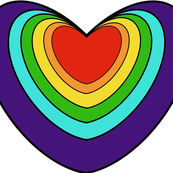 Le bitmap en forme de coeur aux couleurs arc-en-ciel sur ba blanc — Photo