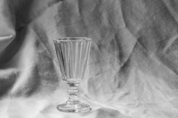 Verre Vodka Rétro Pour Urss Sur Fond Toile Lin Vignette — Photo