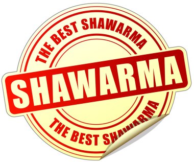 Shawarma etiket beyaz arka plan üzerinde
