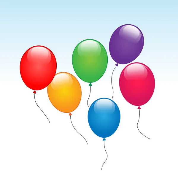 Sechs bunte Luftballons — Stockvektor