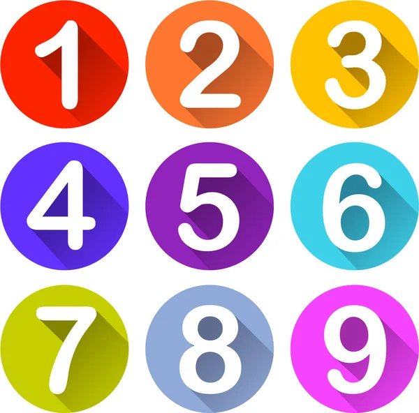 Ícones de números coloridos — Vetor de Stock