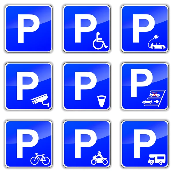 Señales de aparcamiento — Vector de stock