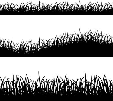 Beyaz arka plan üzerinde çim siluet