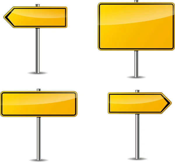 Four yellow blank signs — Stock Vector