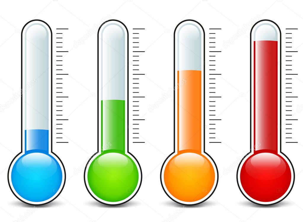 four thermometers icons design