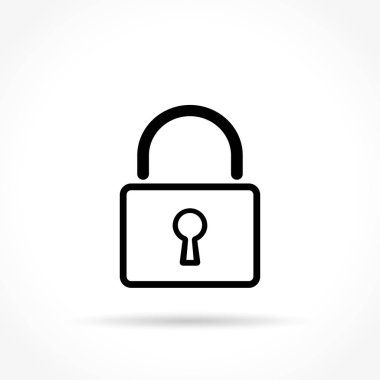 Beyaz arkaplanda asma kilit simgesi