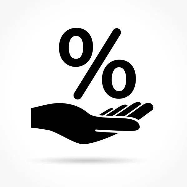 Hand and percentage icon — Stock Vector