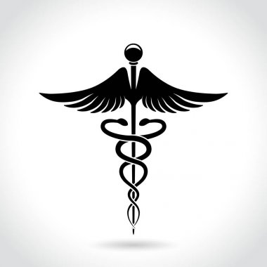 Beyaz arka plan caduceus sembolü