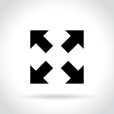 Beyaz arka plan üzerinde tam ekran simgesini