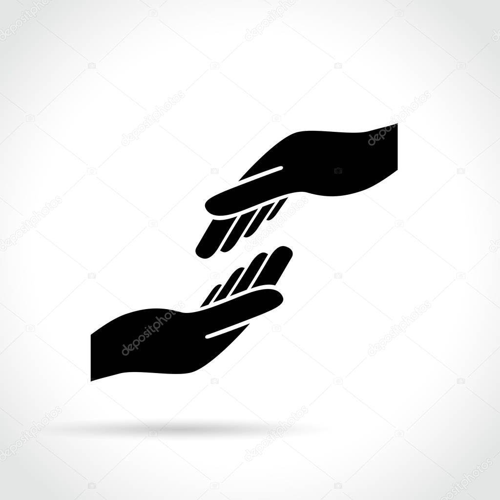 two hands icon on white background