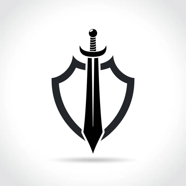 Ícone de escudo e espada no fundo branco —  Vetores de Stock