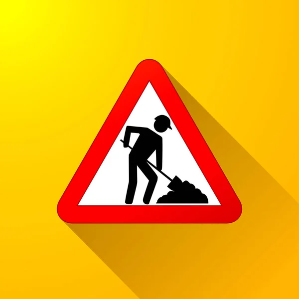 Roadwork sign on yellow background — Stock Vector