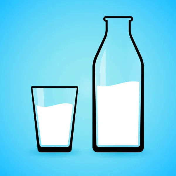 Bottle and glass of milk — Stock Vector