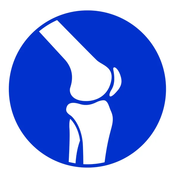 Gelenk Knie blaues Symbol auf weißem Hintergrund — Stockvektor