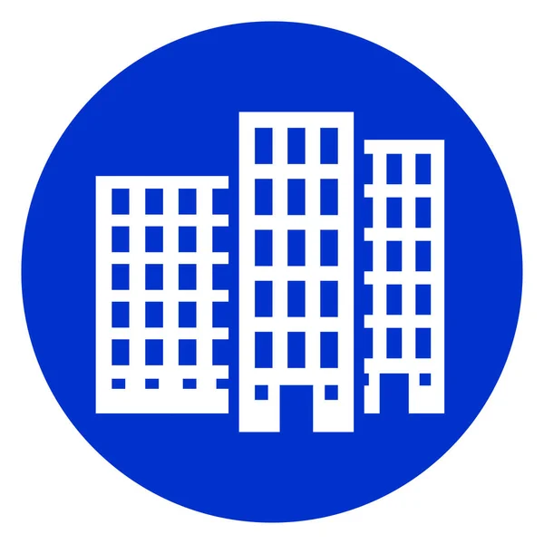 Buildibg ícone círculo azul — Vetor de Stock