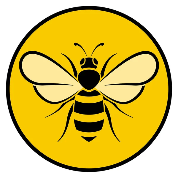 Bee circle yellow icon — Stock Vector