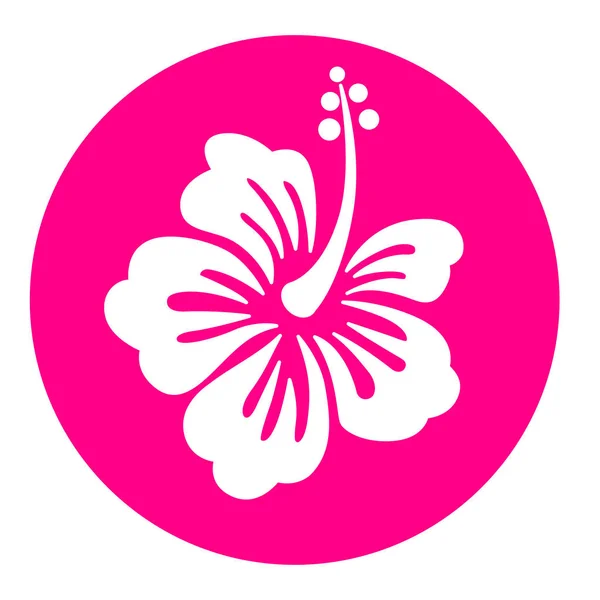 Hibisco icono círculo rosa — Vector de stock