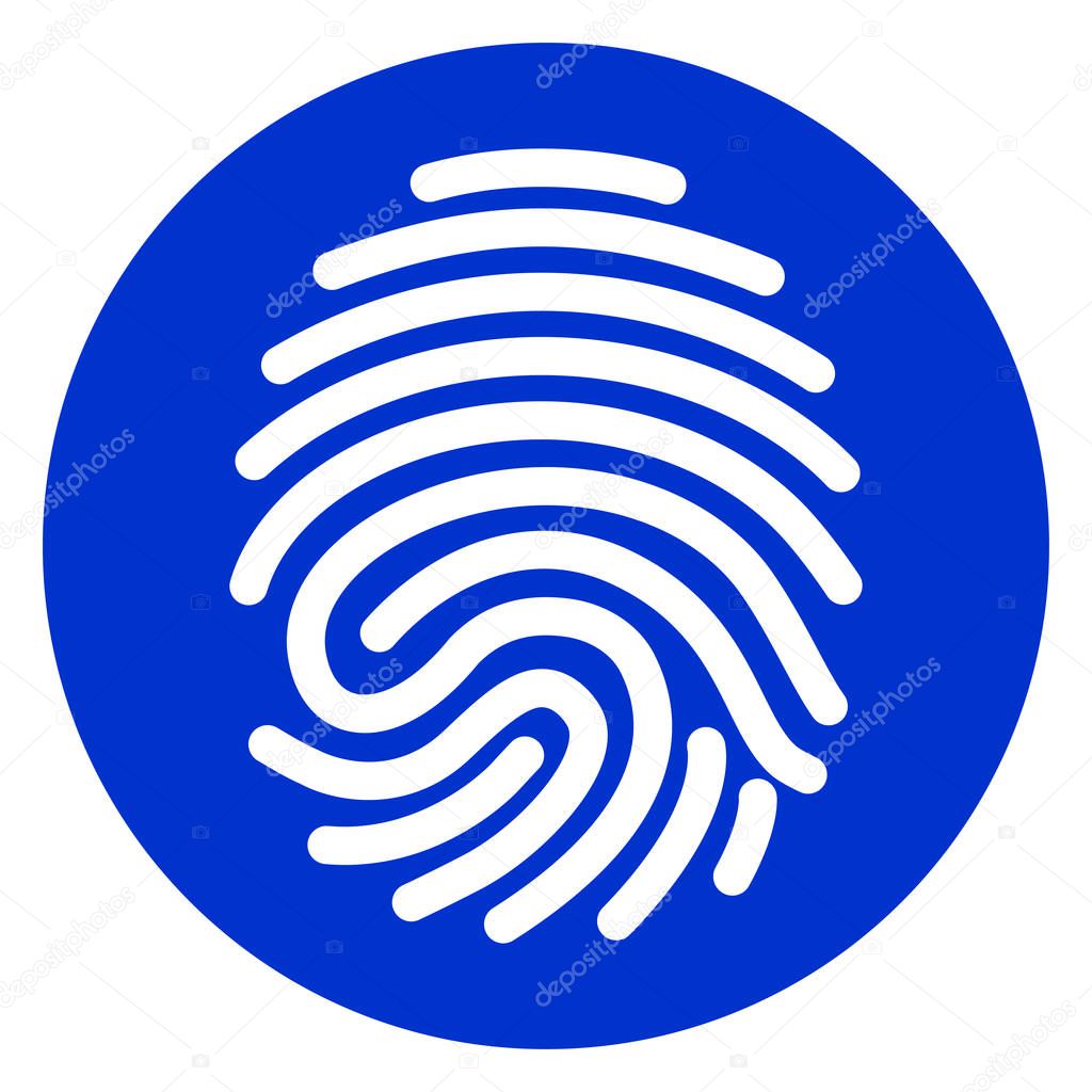 finger print blue circle icon