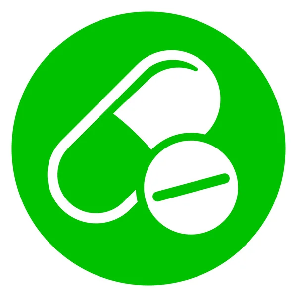 Pílulas verdes ícone círculo — Vetor de Stock