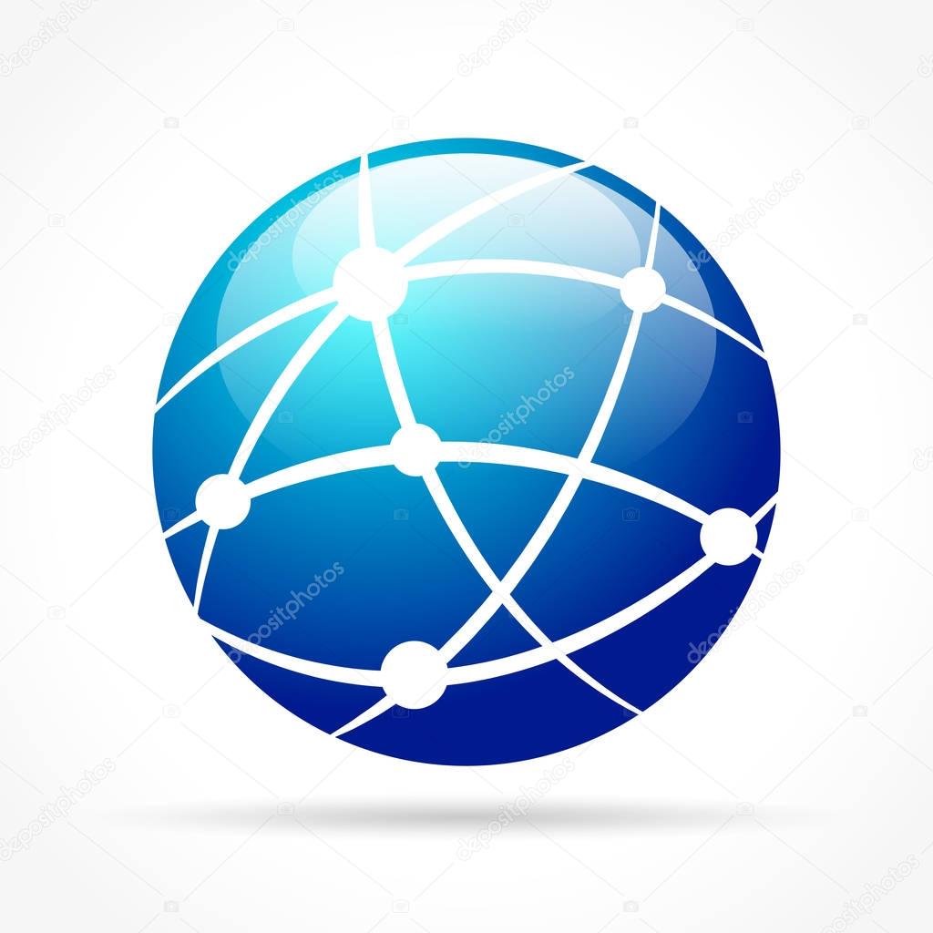blue globe icon concept
