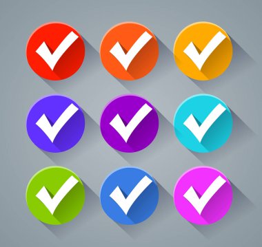 onay işareti simgeleri çeşitli renkler ile