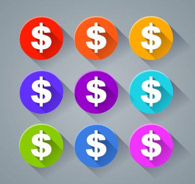 Doları simgeleri çeşitli renkler ile