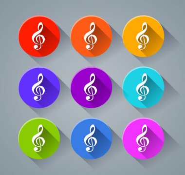 müzik simgeleri çeşitli renkler ile