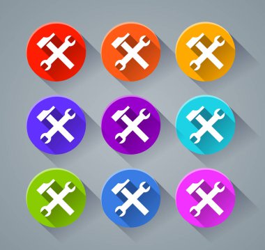 Araçlar simgeleri çeşitli renkler ile