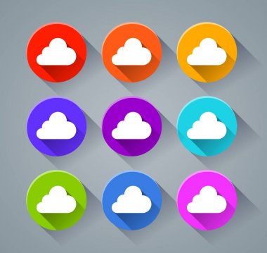 bulut simgeleri çeşitli renkler ile