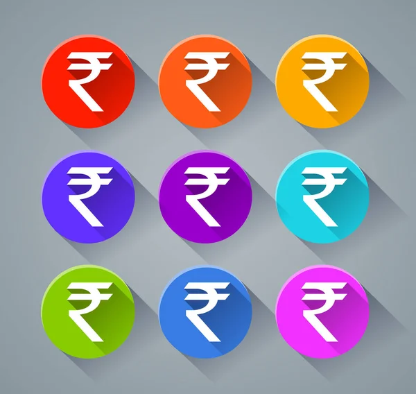 Ícones de rupia com várias cores — Vetor de Stock