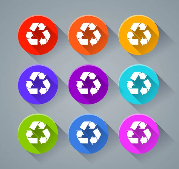 Reciclar iconos con varios colores — Archivo Imágenes Vectoriales