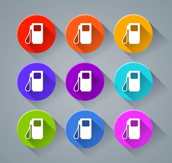 Bränsle pump ikoner med olika färger — Stock vektor