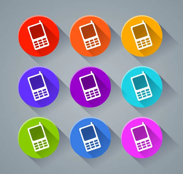 Ikony telefonu s různými barvami — Stockový vektor