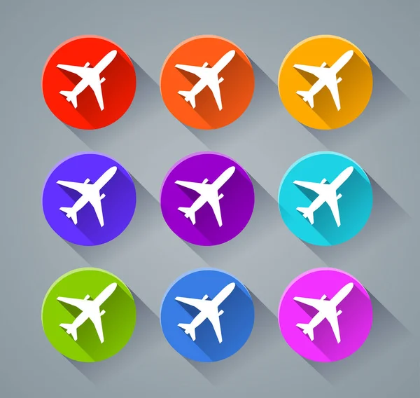 uçak simgeleri çeşitli renkler ile