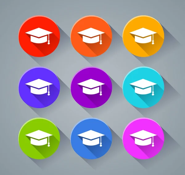 Icônes de graduation avec différentes couleurs — Image vectorielle