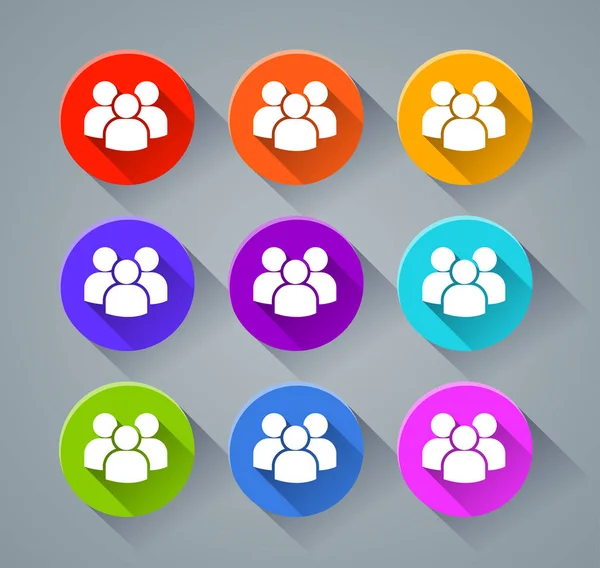 Människor ikoner med olika färger — Stock vektor