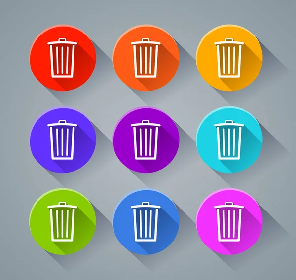 Icônes bin avec différentes couleurs — Image vectorielle