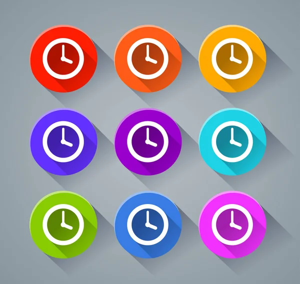 Zeitsymbole in verschiedenen Farben — Stockvektor