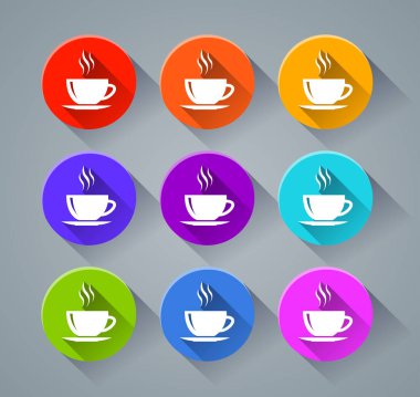 sıcak kupa simgeleri çeşitli renkler ile