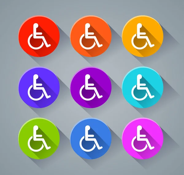 De pictogrammen van de handicap met verschillende kleuren — Stockvector