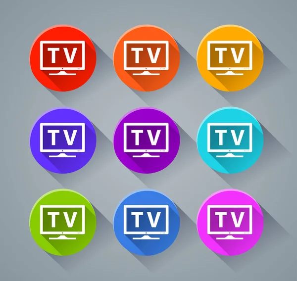 Tv icons with various colors — Stock Vector